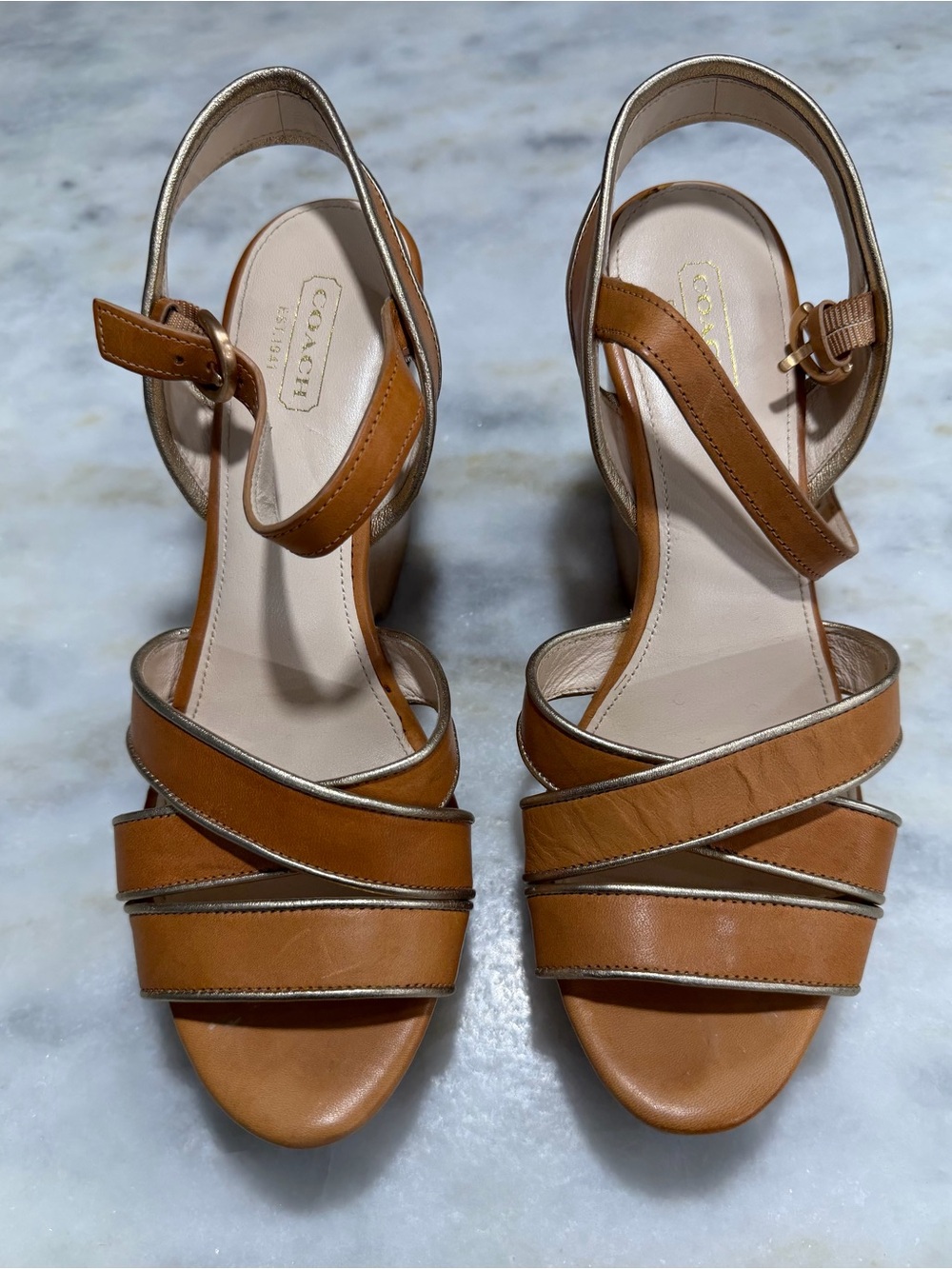 Coach Leather Nikkie Wedges Size 8.5B